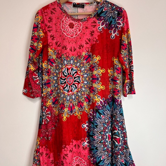 Vibrant Multicolor Patterned Dress - Picture 1 of 5